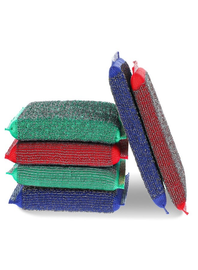 Hpmjz 6 pcs Steel Wool Kitchen Sponges Steel Dish Scrub Sponge Reusable Non-Scratch Scrubbers Multipurpose Scouring Sponges Duty Dish Microfiber Wash Kitchen Sponge for Cleaning Tools Pots Pans Scrub - Image 1